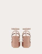 ROCKSTUD ANKLE STRAP WEDGE SANDAL IN CALFSKIN LEATHER 95 MM - Image 5